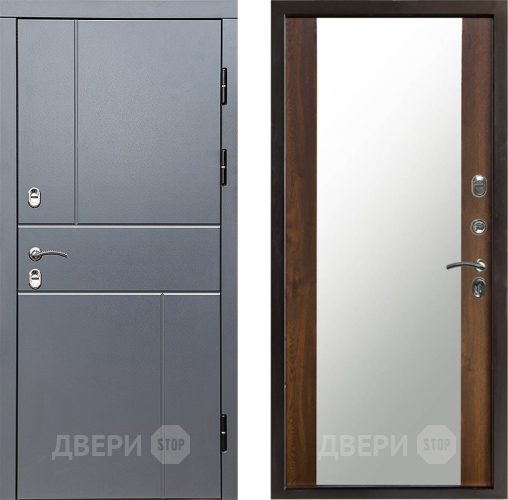 Входная металлическая Дверь Престиж TERMO с терморазрывом Горизонт Грэй Зеркало Дуб в Старой Купавне