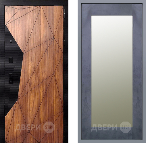 Дверь Заводские двери Морра Зеркало Модерн Бетон темный в Старой Купавне