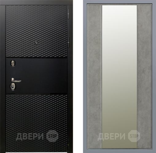Дверь Заводские двери Тефлон Зеркало Макси Бетон темный в Старой Купавне