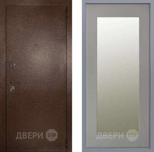 Дверь Заводские двери Эталон 3к антик медь Зеркало Модерн Грей софт в Старой Купавне