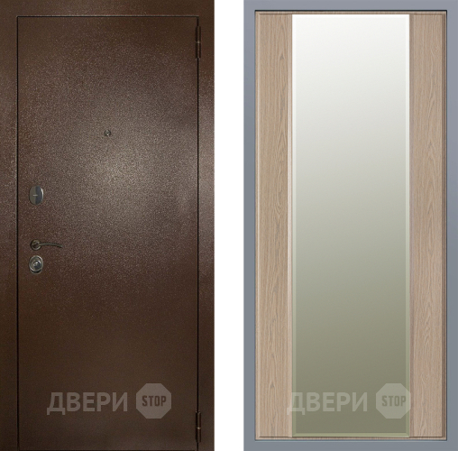 Дверь Заводские двери Эталон 3к антик медь Зеркало Макси Беленый дуб в Старой Купавне