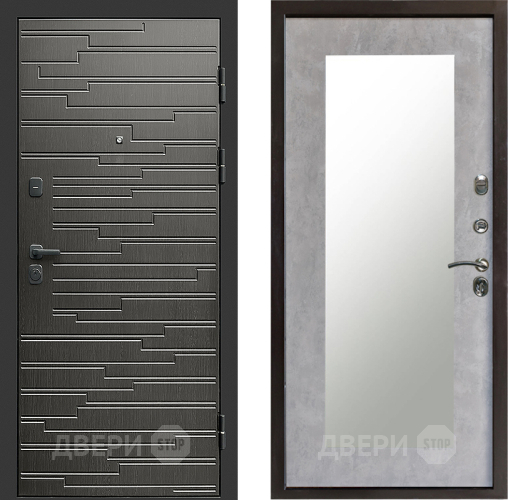 Входная металлическая Дверь Престиж Rivera Зеркло Пастораль Бетон светлый в Старой Купавне