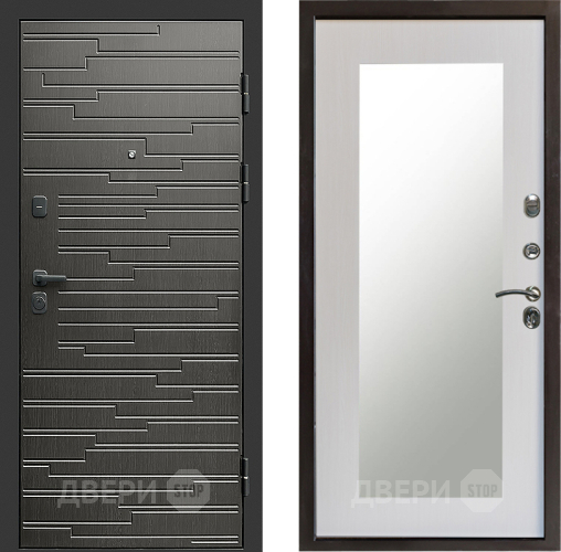 Входная металлическая Дверь Престиж Rivera Зеркло Пастораль Лиственница белая в Старой Купавне