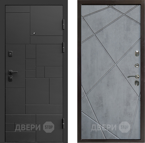 Входная металлическая Дверь Престиж Kvadro Лучи Бетон темный в Старой Купавне