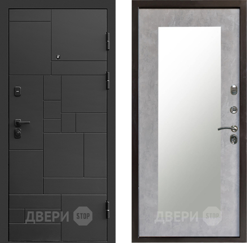 Входная металлическая Дверь Престиж Kvadro Зеркло Пастораль Бетон светлый в Старой Купавне
