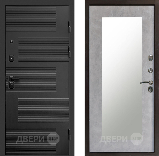 Входная металлическая Дверь Престиж Favorit Зеркло Пастораль Бетон светлый в Старой Купавне