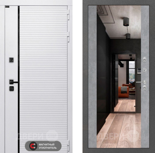 Входная металлическая Дверь Лабиринт (LABIRINT) Royal Зеркало Максимум Бетон светлый в Старой Купавне