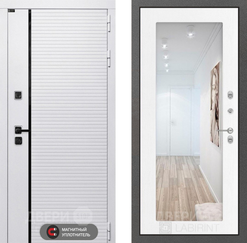 Дверь Лабиринт (LABIRINT) Royal Зеркало 18 Белое дерево в Старой Купавне