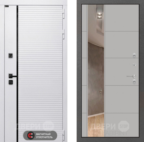 Входная металлическая Дверь Лабиринт (LABIRINT) Royal Зеркало 19 Грей софт в Старой Купавне