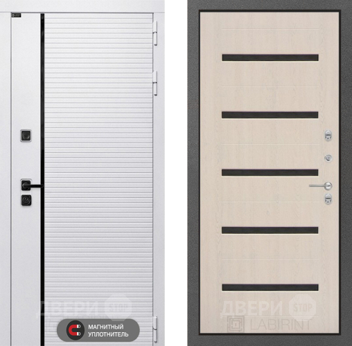 Входная металлическая Дверь Лабиринт (LABIRINT) Royal 01 Беленый дуб в Старой Купавне