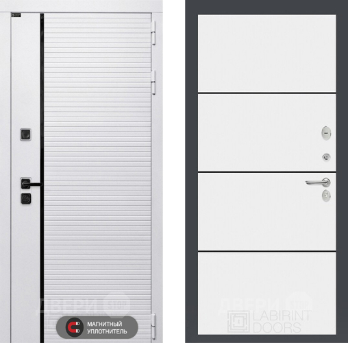 Входная металлическая Дверь Лабиринт (LABIRINT) Royal 25 Белый софт в Старой Купавне
