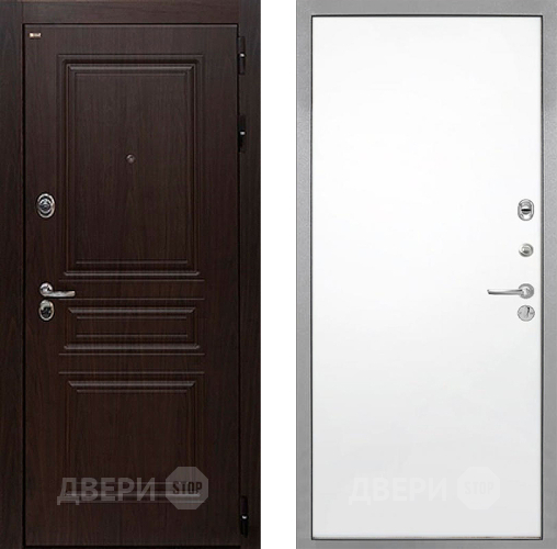 Входная металлическая Дверь Интекрон (INTECRON) Брайтон Тиковое Дерево Гладкая Силк Сноу в Старой Купавне