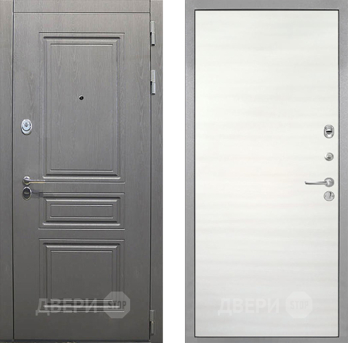 Входная металлическая Дверь Интекрон (INTECRON) Брайтон Графит Гладкая Дуб сильвер поперечный в Старой Купавне