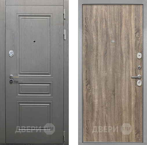 Входная металлическая Дверь Интекрон (INTECRON) Брайтон Графит Гладкая Дуб турин в Старой Купавне