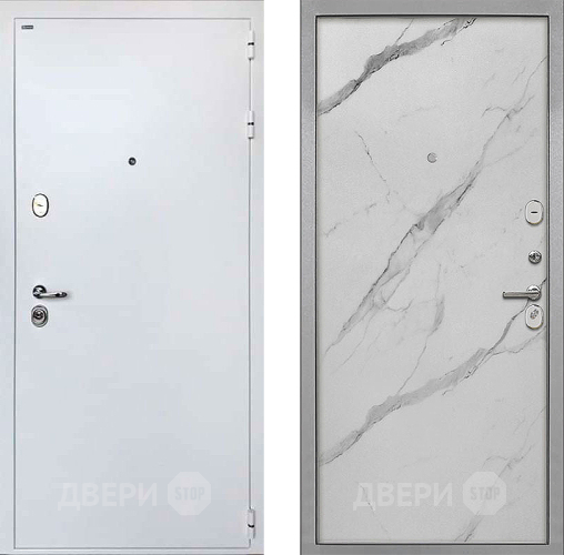 Входная металлическая Дверь Интекрон (INTECRON) Колизей White Гладкая Мрамор натуральный арктик в Старой Купавне