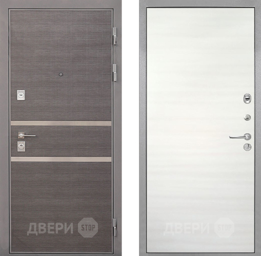 Входная металлическая Дверь Интекрон (INTECRON) Неаполь Гладкая Дуб сильвер поперечный в Старой Купавне