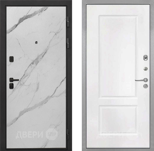 Входная металлическая Дверь Интекрон (INTECRON) Профит Black Мрамор Арктик КВ-2 Белый матовый в Старой Купавне