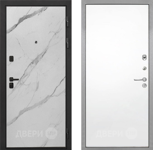 Входная металлическая Дверь Интекрон (INTECRON) Профит Black Мрамор Арктик Гладкая Силк Сноу в Старой Купавне