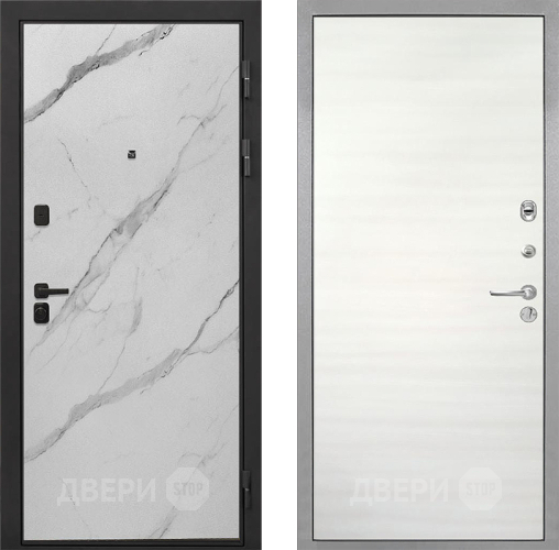 Входная металлическая Дверь Интекрон (INTECRON) Профит Black Мрамор Арктик Гладкая Дуб сильвер поперечный в Старой Купавне