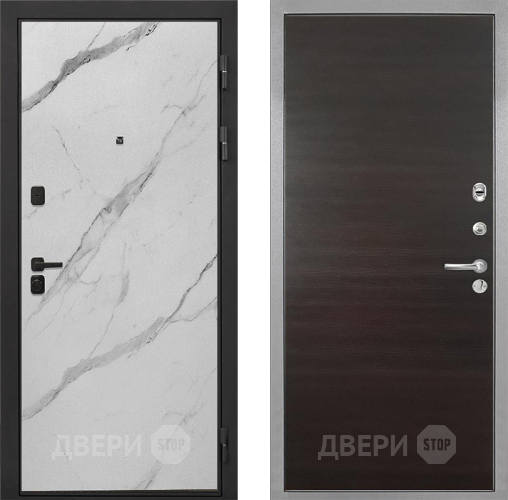 Входная металлическая Дверь Интекрон (INTECRON) Профит Black Мрамор Арктик Гладкая Эковенге поперечный в Старой Купавне