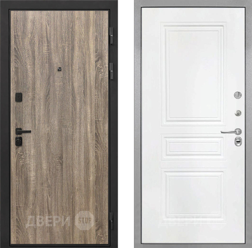 Входная металлическая Дверь Интекрон (INTECRON) Профит Black Дуб Турин ФЛ-243 Белый матовый в Старой Купавне