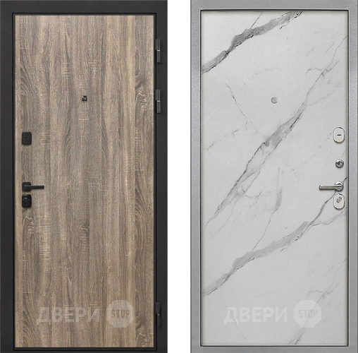 Входная металлическая Дверь Интекрон (INTECRON) Профит Black Дуб Турин Гладкая Мрамор натуральный арктик в Старой Купавне