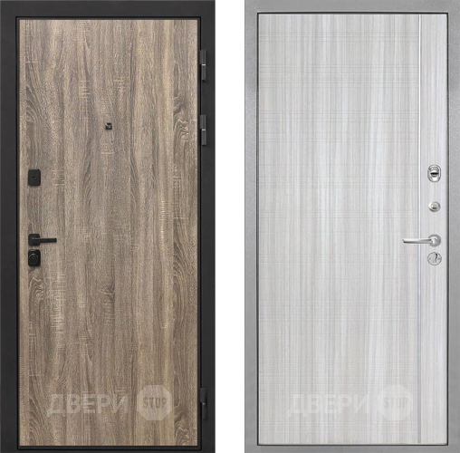 Входная металлическая Дверь Интекрон (INTECRON) Профит Black Дуб Турин В-07 с молдингом Сандал белый в Старой Купавне