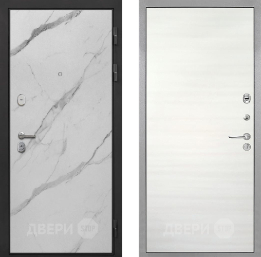 Входная металлическая Дверь Интекрон (INTECRON) Гектор Мрамор Арктик Гладкая Дуб сильвер поперечный в Старой Купавне