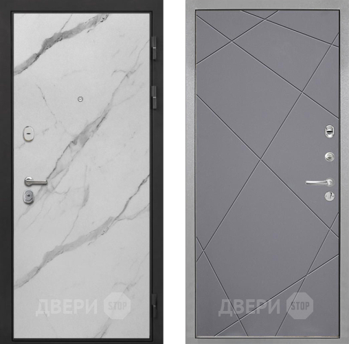Входная металлическая Дверь Интекрон (INTECRON) Гектор Мрамор Арктик Лучи-М Графит софт в Старой Купавне