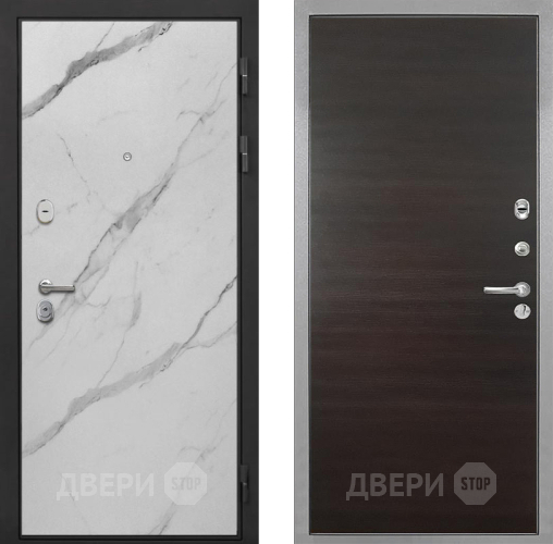 Входная металлическая Дверь Интекрон (INTECRON) Гектор Мрамор Арктик Гладкая Эковенге поперечный в Старой Купавне