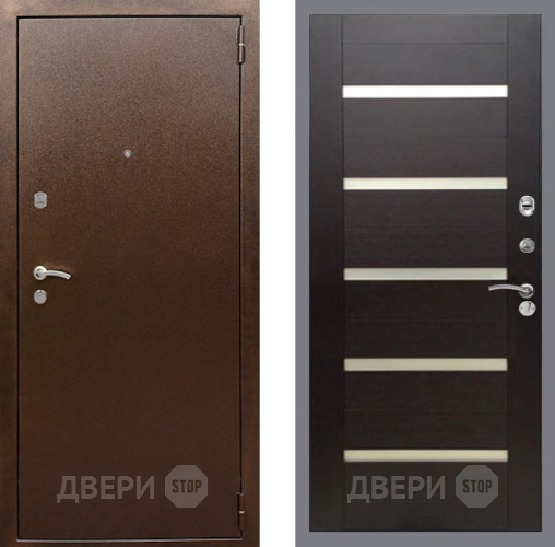 Входная металлическая Дверь Рекс (REX) 1А Медный Антик СБ-14 стекло белое венге поперечный в Старой Купавне