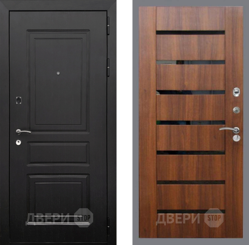 Входная металлическая Дверь Рекс (REX) 6 Венге СБ-14 стекло черное Орех бренди в Старой Купавне