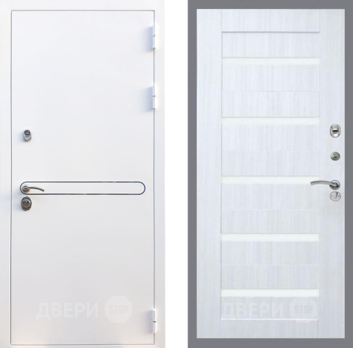 Входная металлическая Дверь Рекс (REX) 27 СБ-14 стекло белое Сандал белый в Старой Купавне