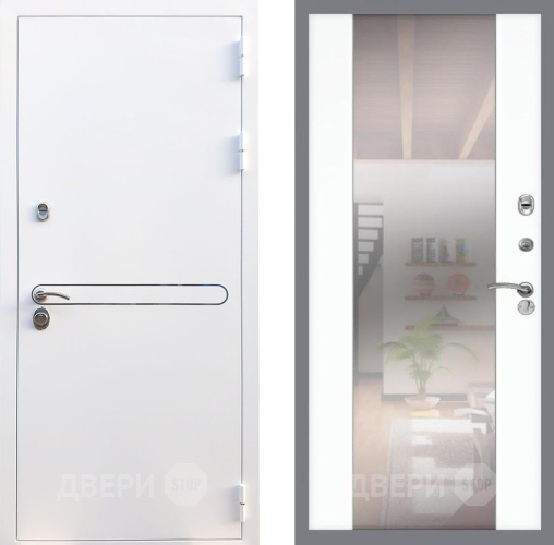 Входная металлическая Дверь Рекс (REX) 27 СБ-16 Зеркало Силк Сноу в Старой Купавне