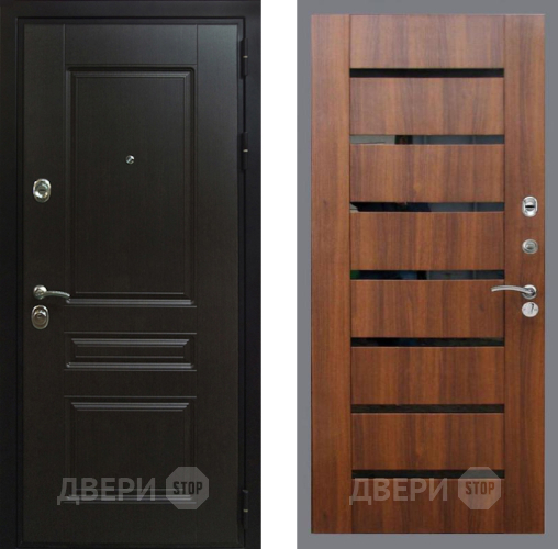 Входная металлическая Дверь Рекс (REX) Премиум-Н СБ-14 стекло черное Орех бренди в Старой Купавне