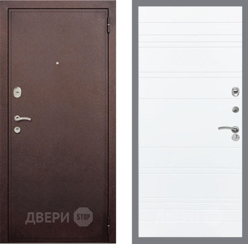 Входная металлическая Дверь Рекс (REX) 2 Медный Антик Line Силк Сноу в Старой Купавне