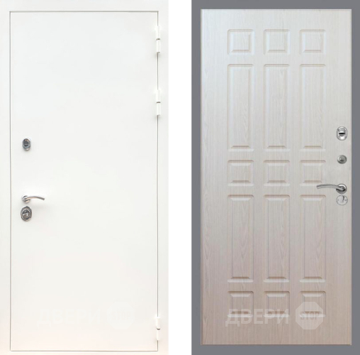 Входная металлическая Дверь Рекс (REX) 5 Белая Шагрень FL-33 Беленый дуб в Старой Купавне