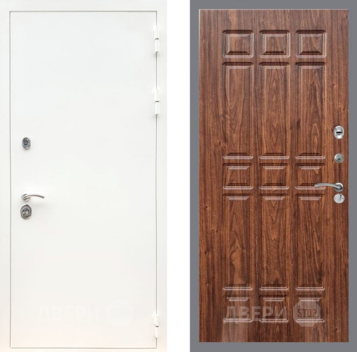 Входная металлическая Дверь Рекс (REX) 5 Белая Шагрень FL-33 орех тисненый в Старой Купавне