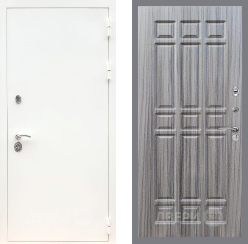 Входная металлическая Дверь Рекс (REX) 5 Белая Шагрень FL-33 Сандал грей в Старой Купавне