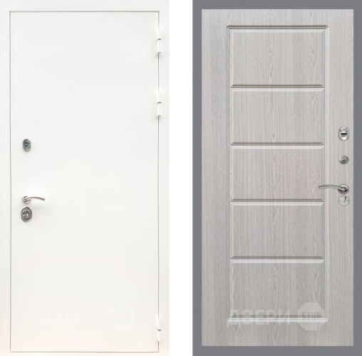 Входная металлическая Дверь Рекс (REX) 5 Белая Шагрень FL-39 Беленый дуб в Старой Купавне