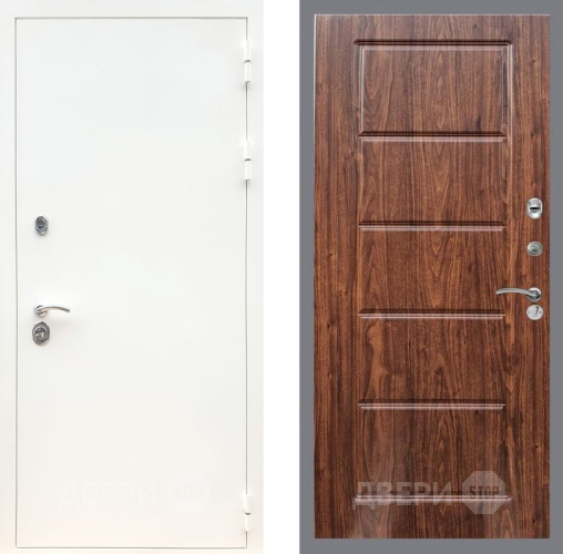 Дверь Рекс (REX) 5 Белая Шагрень FL-39 орех тисненый в Старой Купавне