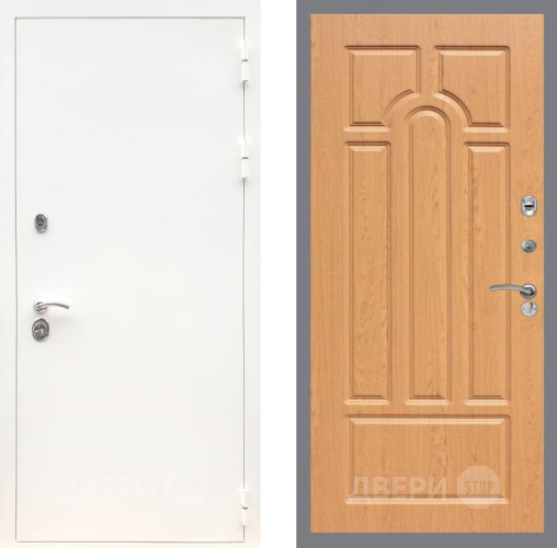 Входная металлическая Дверь Рекс (REX) 5 Белая Шагрень FL-58 Дуб в Старой Купавне