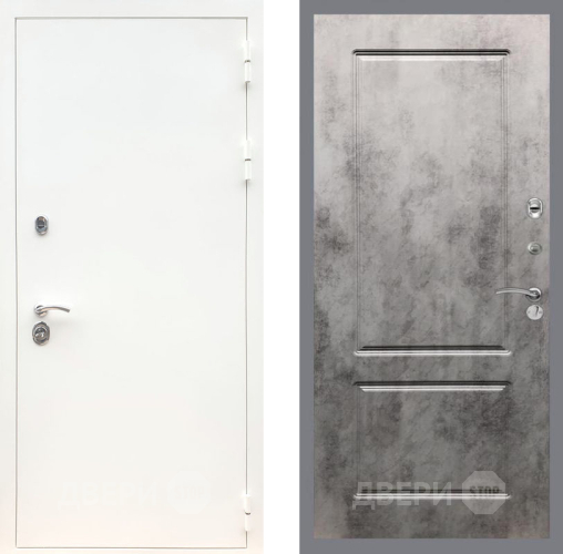 Входная металлическая Дверь Рекс (REX) 5 Белая Шагрень FL-117 Бетон темный в Старой Купавне