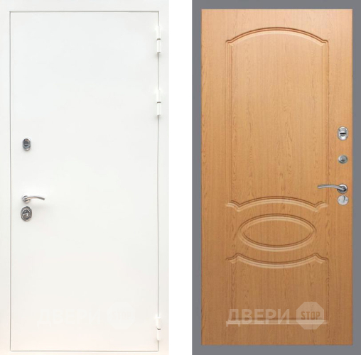 Входная металлическая Дверь Рекс (REX) 5 Белая Шагрень FL-128 Дуб в Старой Купавне