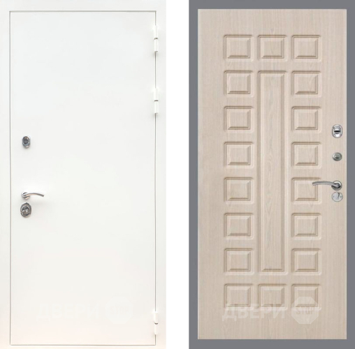 Входная металлическая Дверь Рекс (REX) 5 Белая Шагрень FL-183 Беленый дуб в Старой Купавне