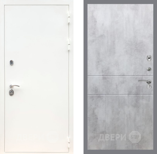 Входная металлическая Дверь Рекс (REX) 5 Белая Шагрень FL-290 Бетон светлый в Старой Купавне