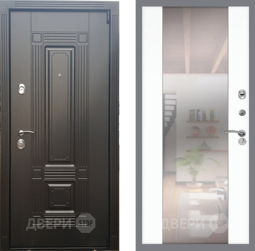 Входная металлическая Дверь Рекс (REX) 9 СБ-16 Зеркало Силк Сноу в Старой Купавне