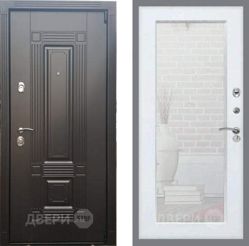 Входная металлическая Дверь Рекс (REX) 9 Зеркало Пастораль Силк Сноу в Старой Купавне