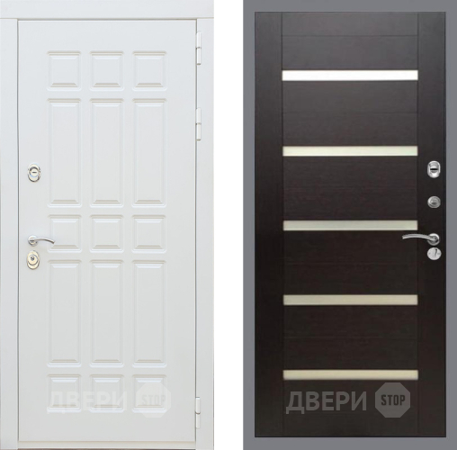 Входная металлическая Дверь Рекс (REX) 8 Силк Сноу СБ-14 стекло белое венге поперечный в Старой Купавне