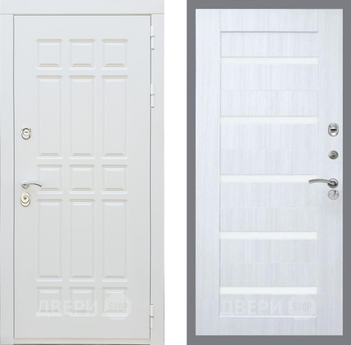 Входная металлическая Дверь Рекс (REX) 8 Силк Сноу СБ-14 стекло белое Сандал белый в Старой Купавне